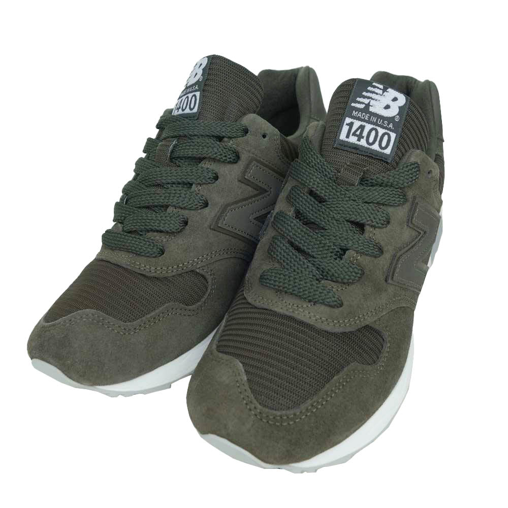 NEW BALANCE ニューバランス M1400MI 米国製 M1400 スウェード スニーカー モスグリーン系 26.5【極上美品】【中古】
