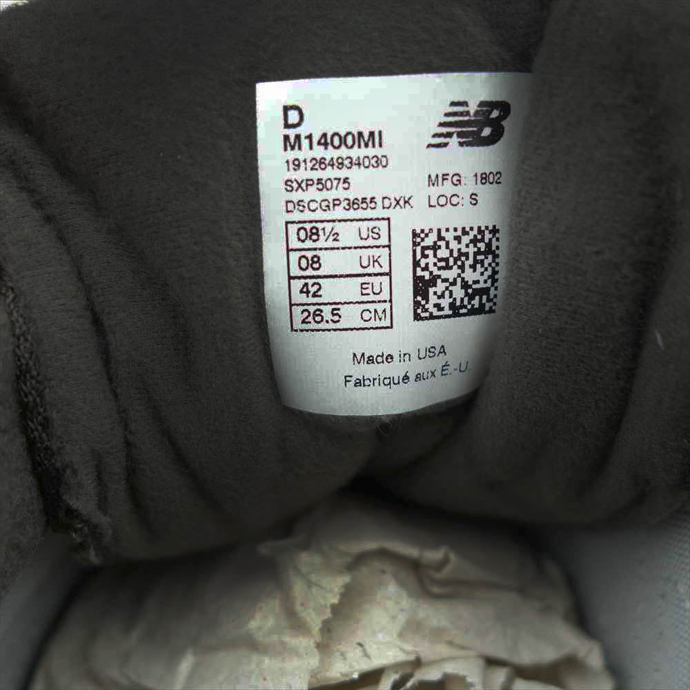 NEW BALANCE ニューバランス M1400MI 米国製 M1400 スウェード スニーカー モスグリーン系 26.5【極上美品】【中古】