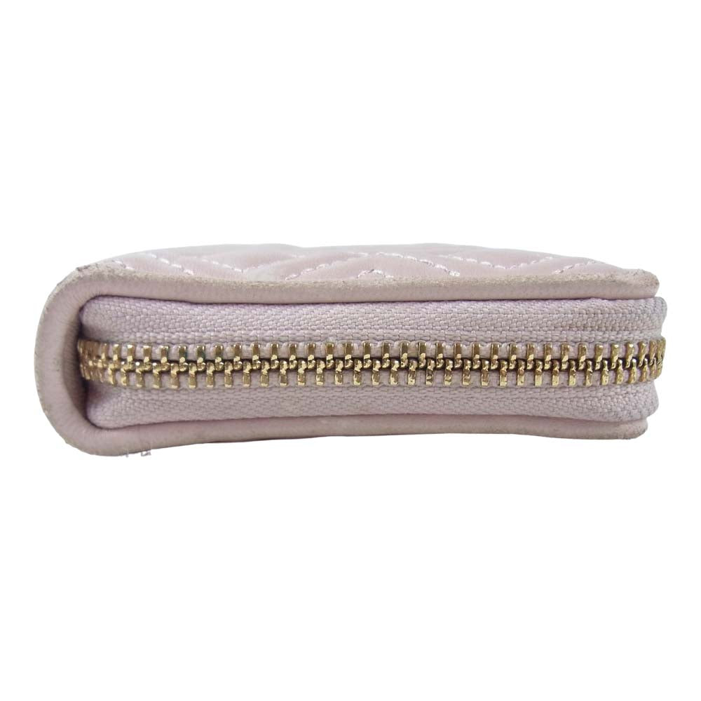Tory Burch トリーバーチ ロゴ チャーム ファスナー 二つ折り 財布 ウォレット ピンク系【中古】