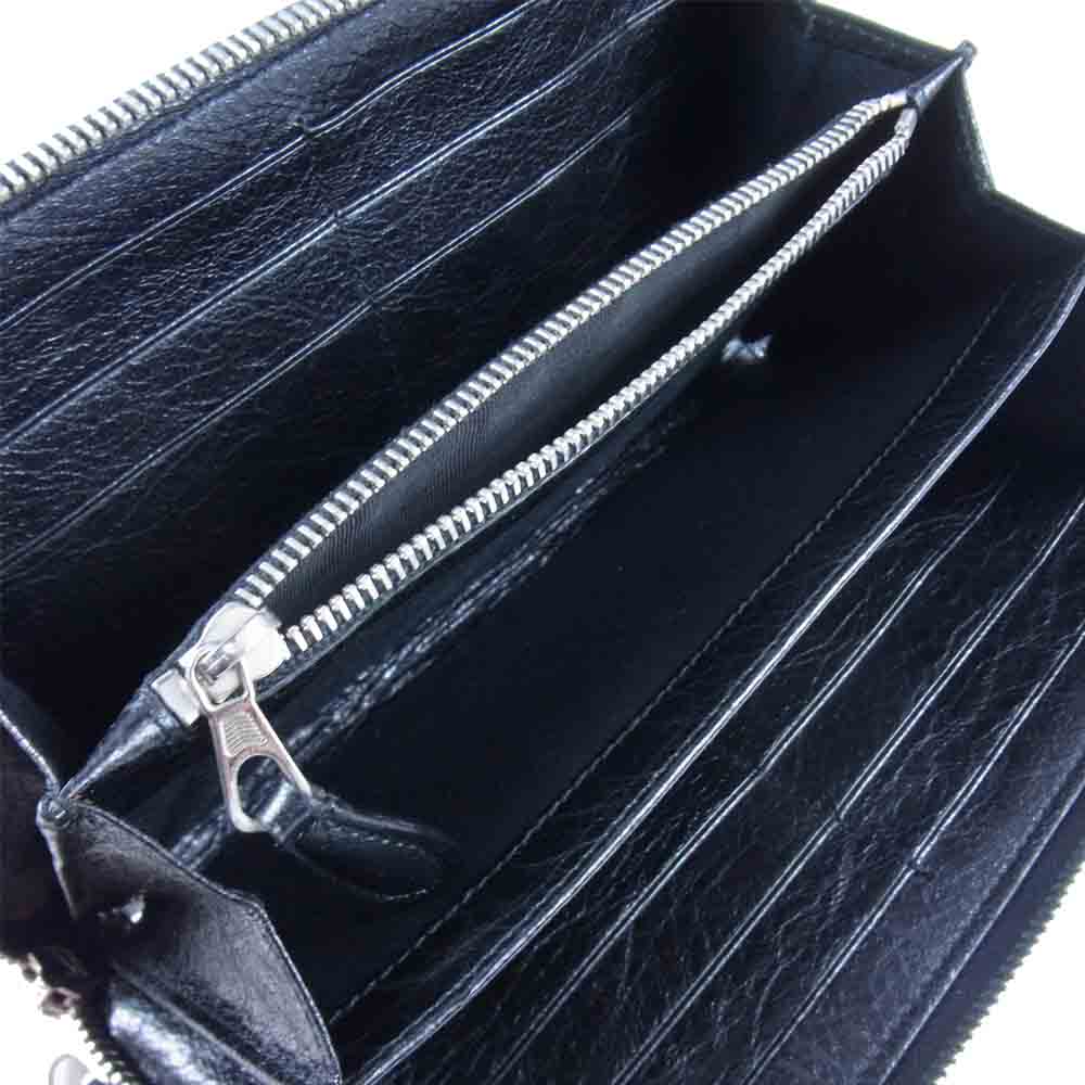 BALENCIAGA バレンシアガ コンチネンタル ラウンドジップ 長財布 ブラック系【中古】