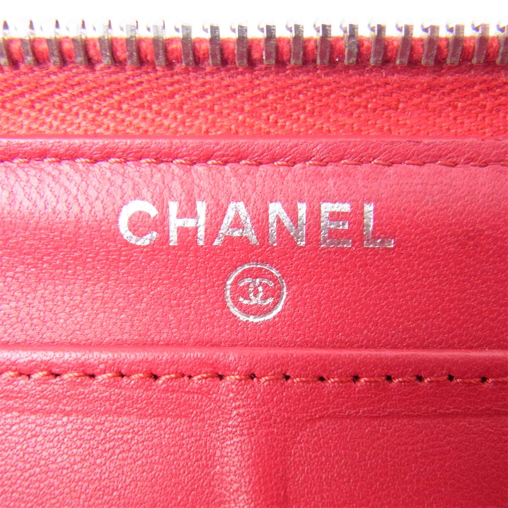 CHANEL シャネル 14569980 マトラッセ ラムスキン キルティング ラウンドジップ 長財布 ワインレッド系【中古】