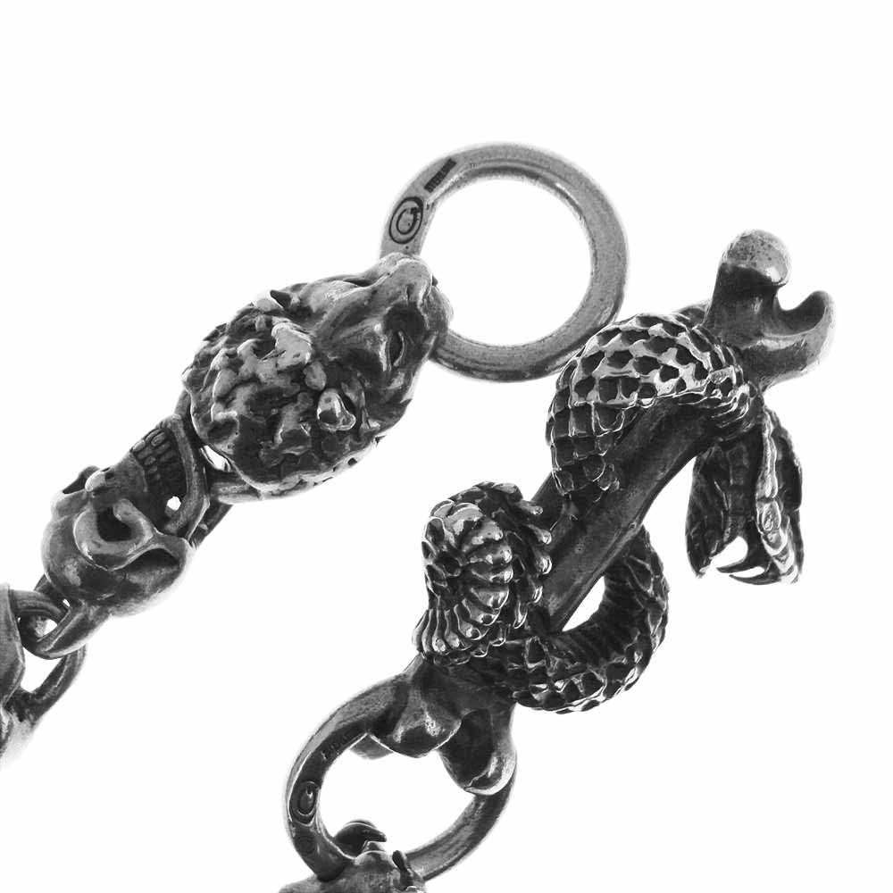 GABOR ガボール 国内正規保証書付属 スネークキーパー ライオン スカル ウォレットチェーン【中古】