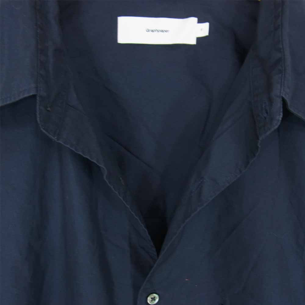 GRAPHPAPER グラフペーパー 20SS GM201-50093B Broad L/S Oversized Regular Collar Shirt ブロード オーバーサイズ レギュラーカラー 長袖 シャツ ネイビー ネイビー系 F【中古】
