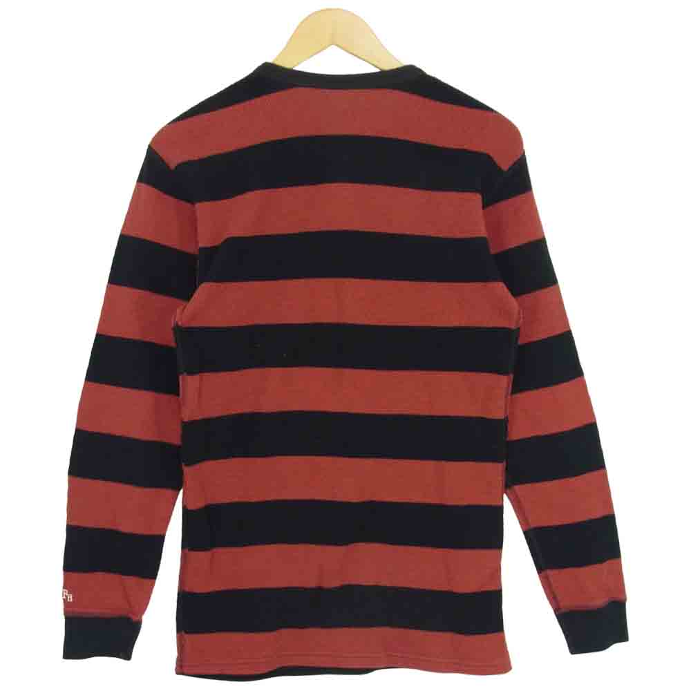 THE FLAT HEAD ザフラットヘッド ボーダー ヘンリーネック ワッフル サーマル カットソー レッド レッド系 42【中古】