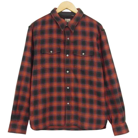 THE FLAT HEAD ザフラットヘッド オンブレチェック ヘビー フランネル スナップ ウエスタン シャツ レッド系 42【中古】