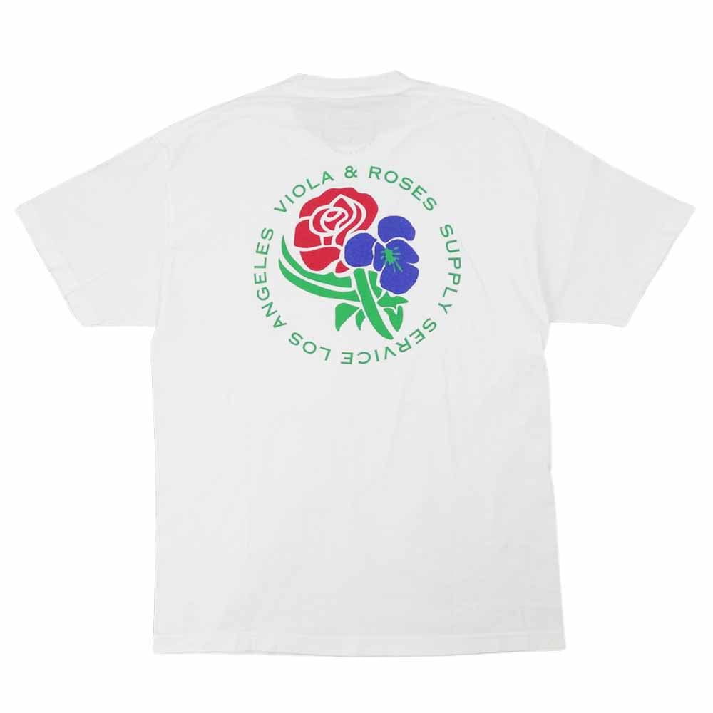 ヴィオラアンドローゼス フラワー プリント Tシャツ ホワイト系 L【中古】