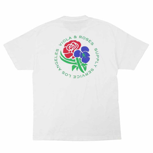 ヴィオラアンドローゼス フラワー プリント Tシャツ ホワイト系 L【中古】