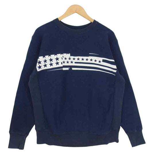 Ron Herman ロンハーマン Exclusive for Ron Herman × Champion Reverse Weave 星条旗 プリント リバースウィーブ スウェット トレーナー ネイビー ネイビー系 XL【中古】