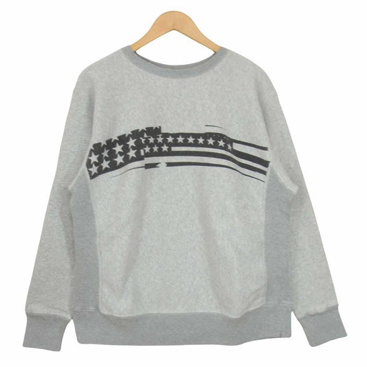 Ron Herman ロンハーマン Exclusive for Ron Herman × Champion Reverse Weave 星条旗 プリント リバースウィーブ スウェット トレーナー グレー グレー系 XL【中古】