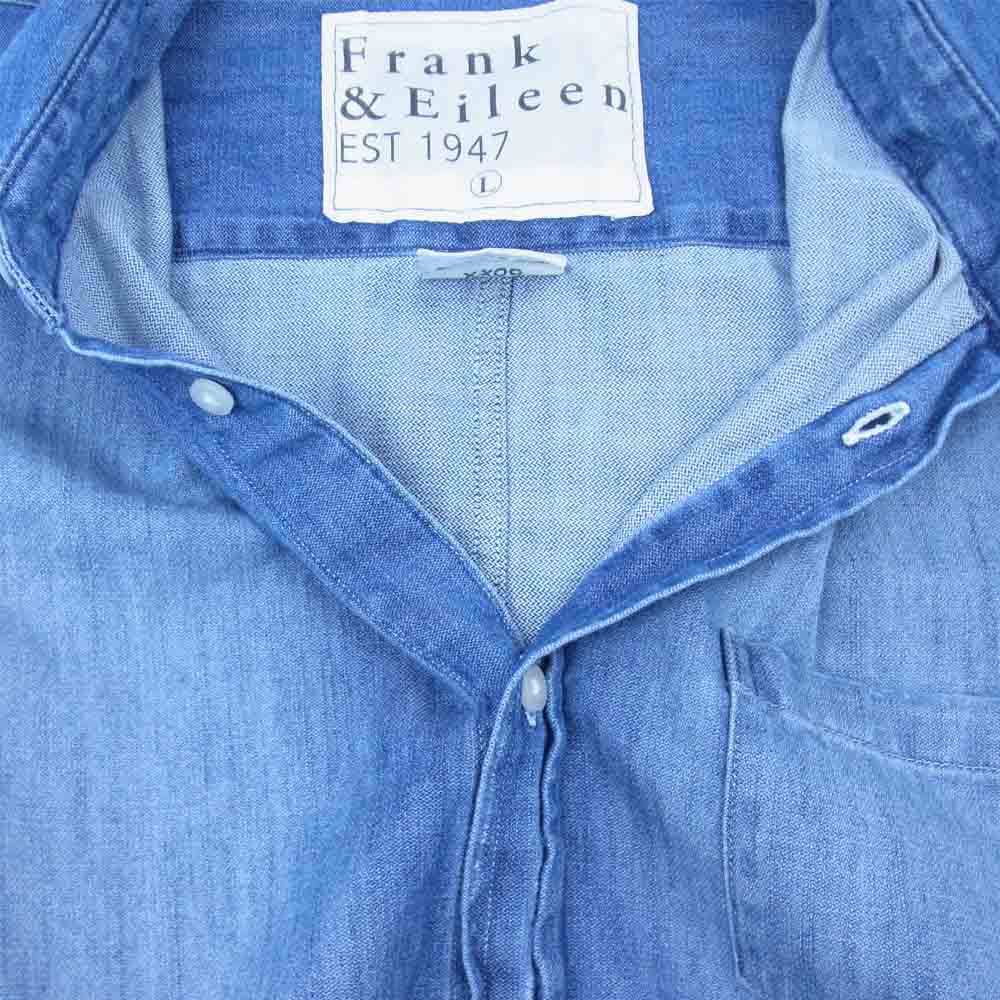 美品♪フランク\u0026アイリーン L程度 デニム グレイソン長袖シャツ  ブルー 青