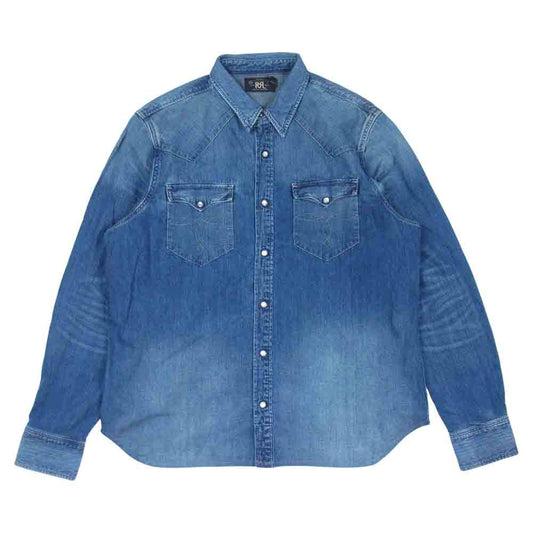 RRL ダブルアールエル デニム ウエスタン シャツ 長袖 デニムシャツ インディゴブルー系 XL【中古】