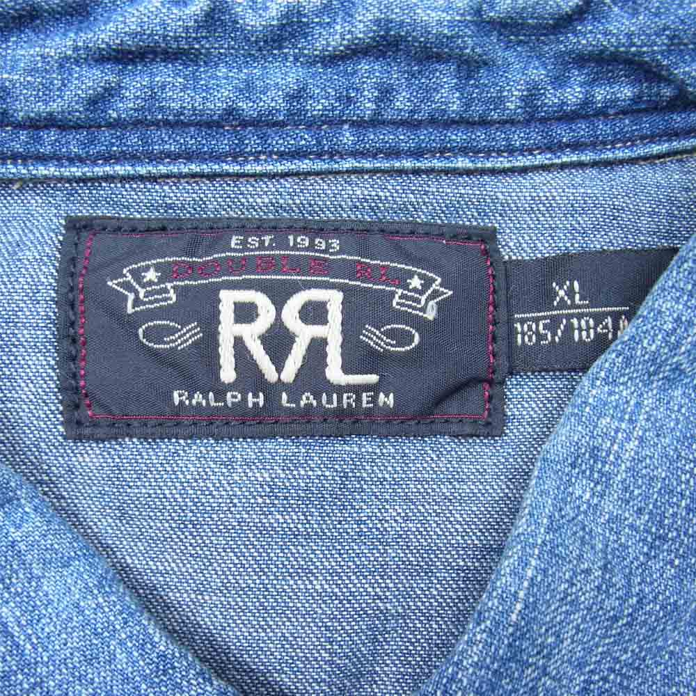 RRL ダブルアールエル デニム ウエスタン シャツ 長袖 デニムシャツ インディゴブルー系 XL【中古】
