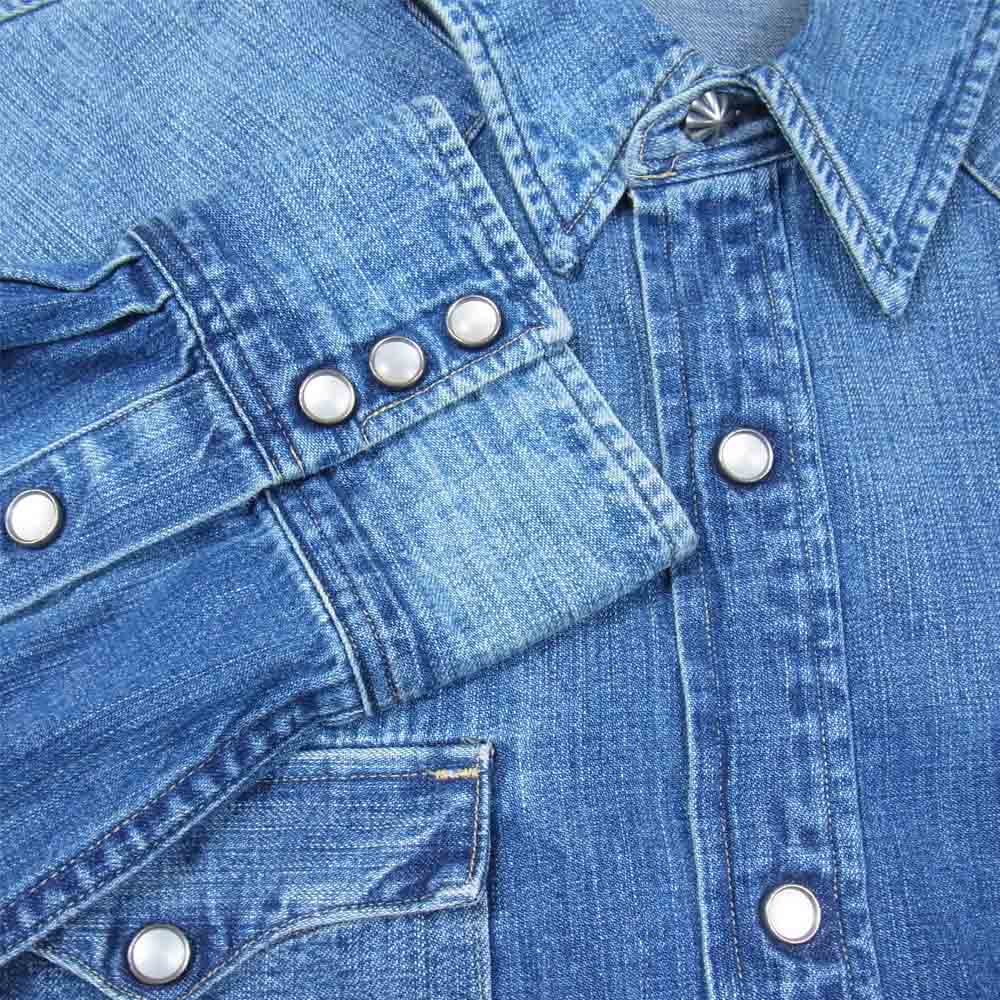 RRL ダブルアールエル デニム ウエスタン シャツ 長袖 デニムシャツ インディゴブルー系 XL【中古】