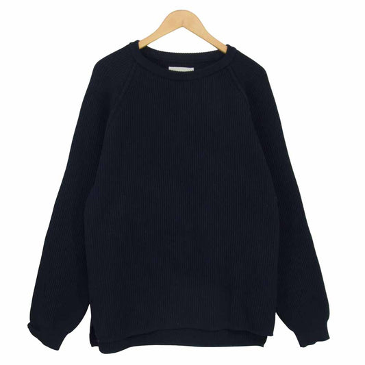 nanamica ナナミカ SUJS111 5G Crew Neck Sweater クルーネック セーター ニット ネイビー系 L【中古】