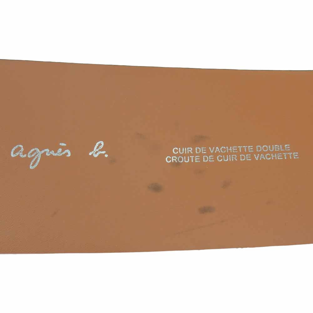 agnes b. アニエスベー カウレザー ワイド ベルト フランス製 ブラック系【中古】