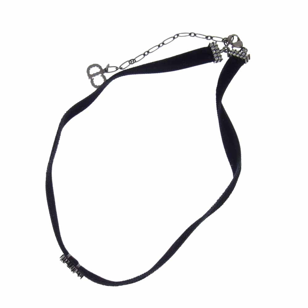 Christian Dior クリスチャンディオール ベルベット スター チョーカー ラインストーン ブラック系【極上美品】【中古】