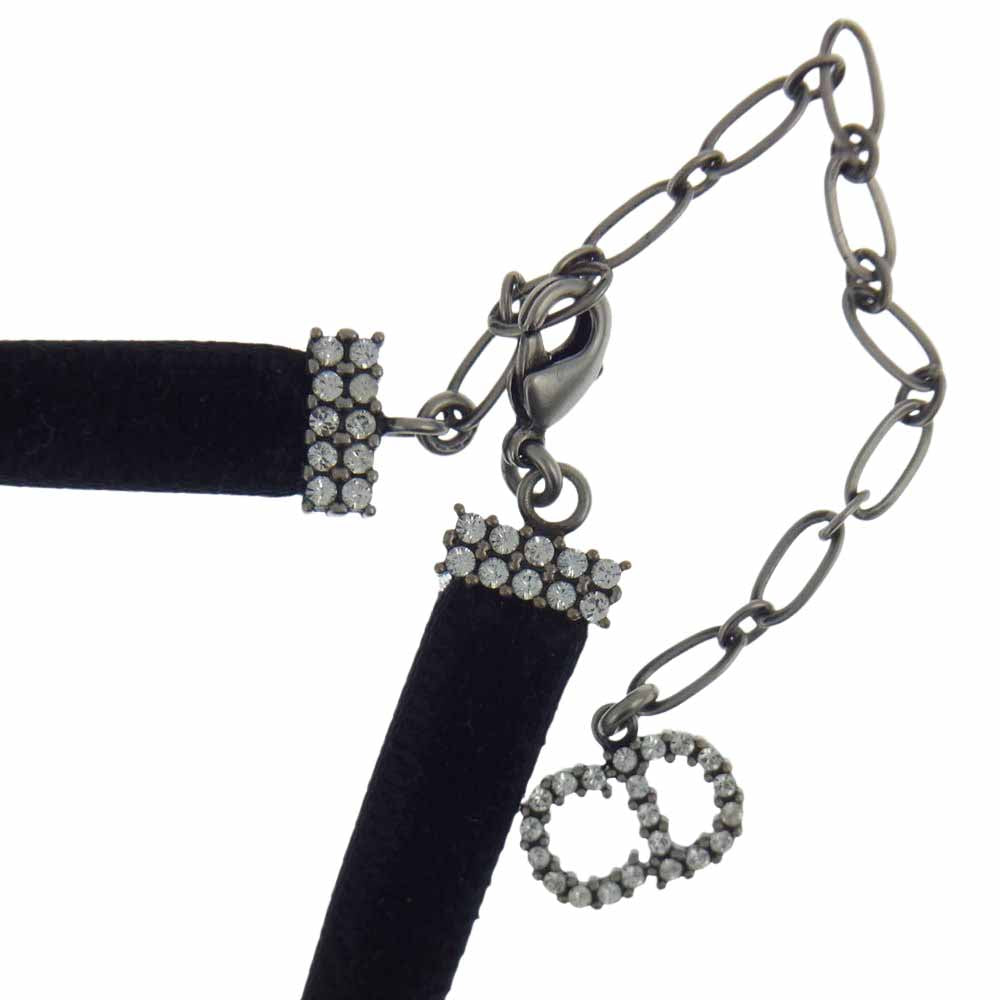 Christian Dior クリスチャンディオール ベルベット スター チョーカー ラインストーン ブラック系【極上美品】【中古】