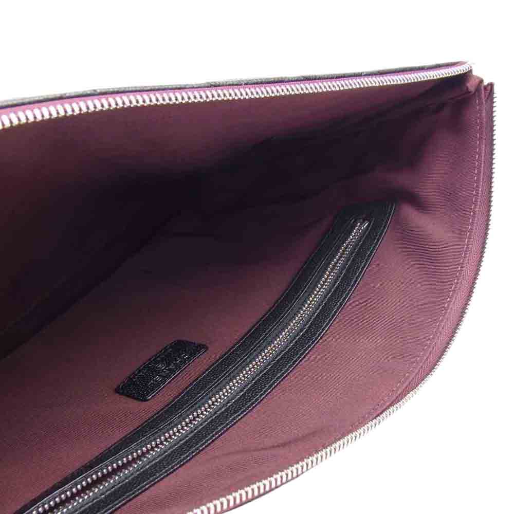 CHANEL シャネル 26502789 キャビアスキン マトラッセ ココマーク キルティング ドキュメントケース クラッチバッグ シルバー金具 シール有 ブラック系【美品】【中古】