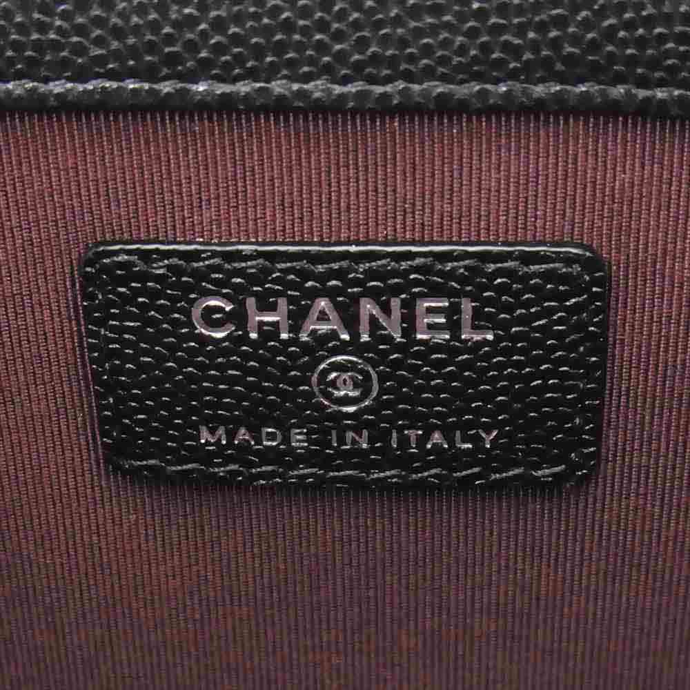 CHANEL シャネル 26502789 キャビアスキン マトラッセ ココマーク キルティング ドキュメントケース クラッチバッグ シルバー金具 シール有 ブラック系【美品】【中古】