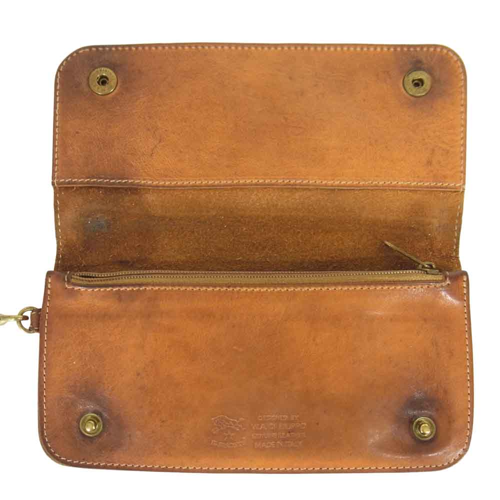 IL BISONTE イルビゾンテ ウォレットチェーン付 レザー ウォレット 財布  ブラウン系【中古】