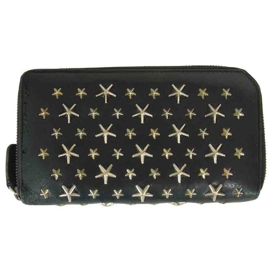 JIMMY CHOO ジミーチュウ スター スタッズ ウォレット 財布 ブラック系【中古】