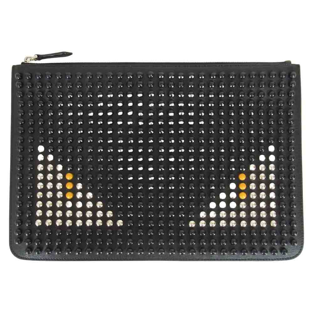 FENDI フェンディ 7N0078 バッグバグズ スタッズ モンスター クラッチ バッグ ブラック系【中古】