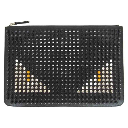 FENDI フェンディ 7N0078 バッグバグズ スタッズ モンスター クラッチ バッグ ブラック系【中古】