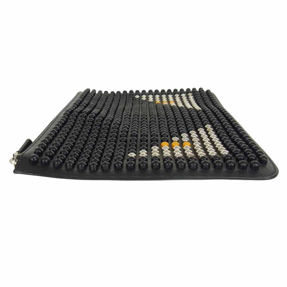 FENDI フェンディ 7N0078 バッグバグズ スタッズ モンスター クラッチ バッグ ブラック系【中古】