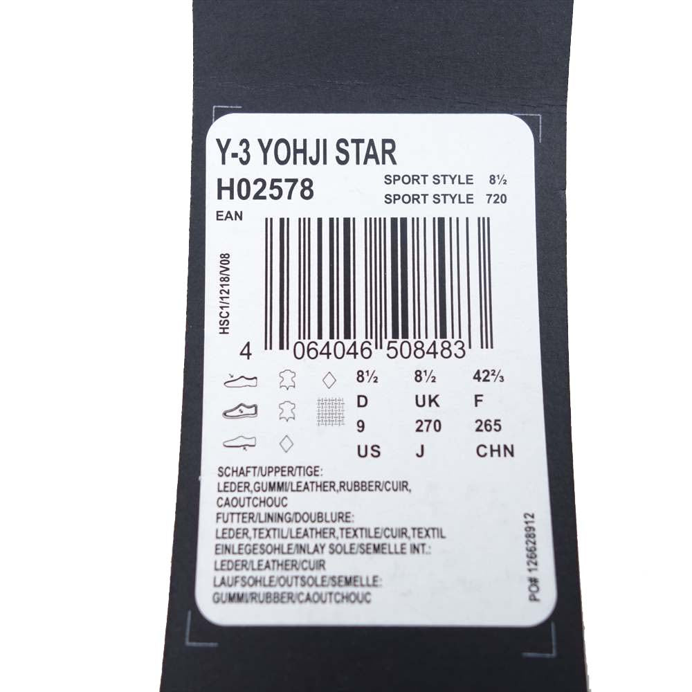 Yohji Yamamoto ヨウジヤマモト Y-3 ワイスリー H02578 YOHJI STAR レザー スニーカー ブラック系 US9【新古品】【未使用】【中古】