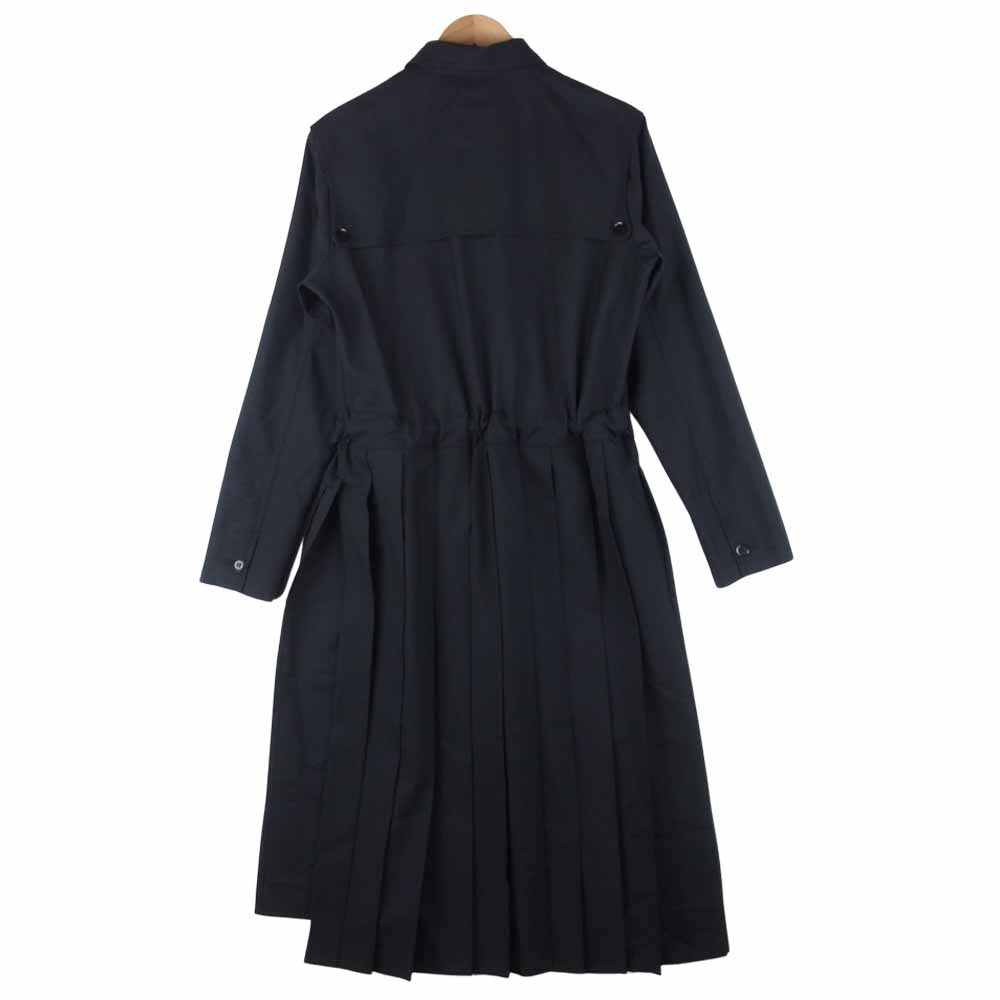 Yohji Yamamoto ヨウジヤマモト 21AW GM-B06-100-1 GroundY T/W Gabardine TW ギャバジン バックプリーツ ロング シャツ コート ブラック系 03【新古品】【未使用】【中古】
