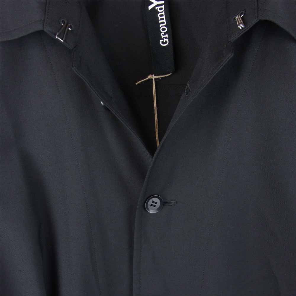 Yohji Yamamoto ヨウジヤマモト 21AW GM-B06-100-1 GroundY T/W Gabardine TW ギャバジン バックプリーツ ロング シャツ コート ブラック系 03【新古品】【未使用】【中古】