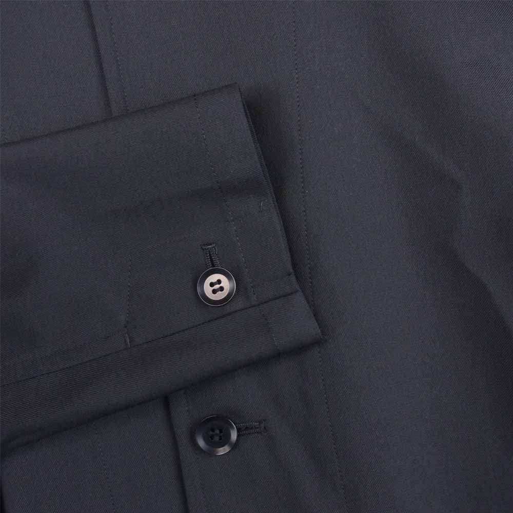 Yohji Yamamoto ヨウジヤマモト 21AW GM-B06-100-1 GroundY T/W Gabardine TW ギャバジン バックプリーツ ロング シャツ コート ブラック系 03【新古品】【未使用】【中古】