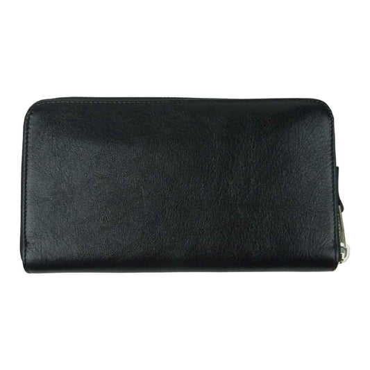 BALENCIAGA バレンシアガ 541996 ラウンドジップ レザー ウォレット 長財布 ブラック系【極上美品】【中古】
