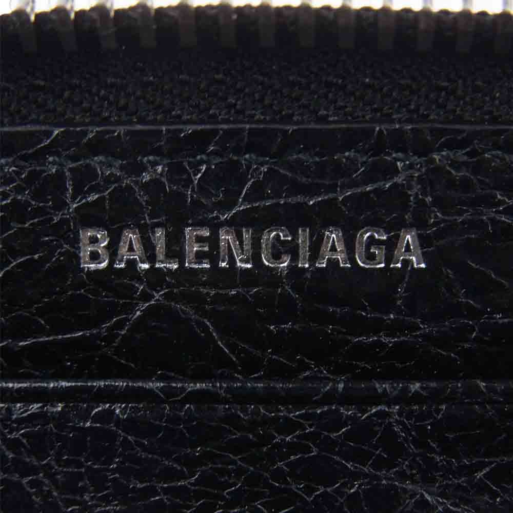 BALENCIAGA バレンシアガ 541996 ラウンドジップ レザー ウォレット 長財布 ブラック系【極上美品】【中古】