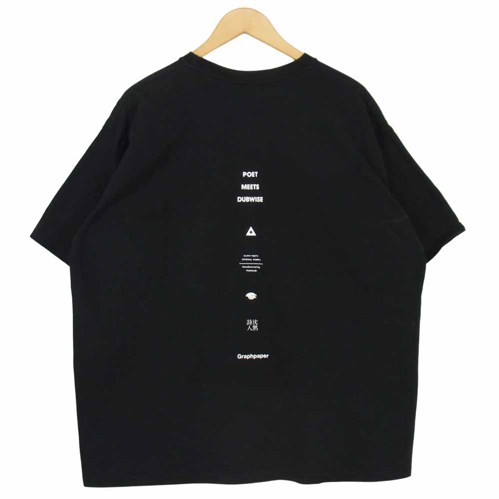 GRAPHPAPER グラフペーパー × POET MEETS DUBWISE ポエットミーツダブワイズ ビッグシルエット 沈黙詩人 Wonder プリント Tシャツ ブラック系 F【中古】