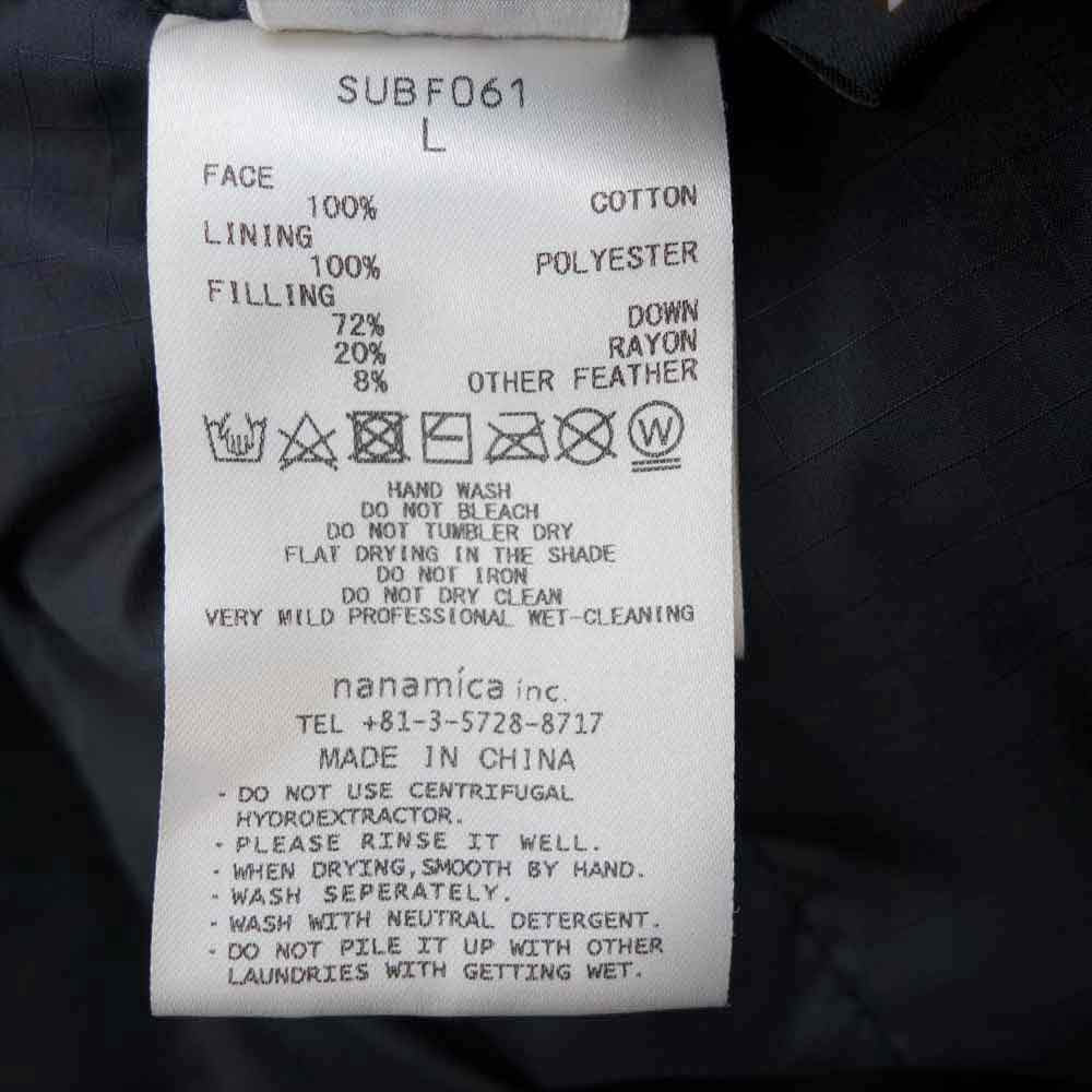 nanamica ナナミカ SUBF061 Down Coat ノーカラー ダウンコート ブラック系 L【中古】