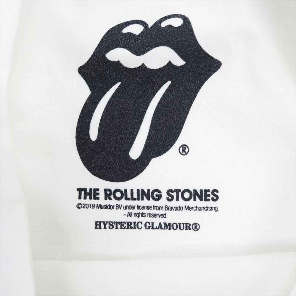 HYSTERIC GLAMOUR ヒステリックグラマー 06193CL02 × Rolling Stones XXX you can't lick 'em クルーネック 長袖 Tシャツ ホワイト系 M【中古】