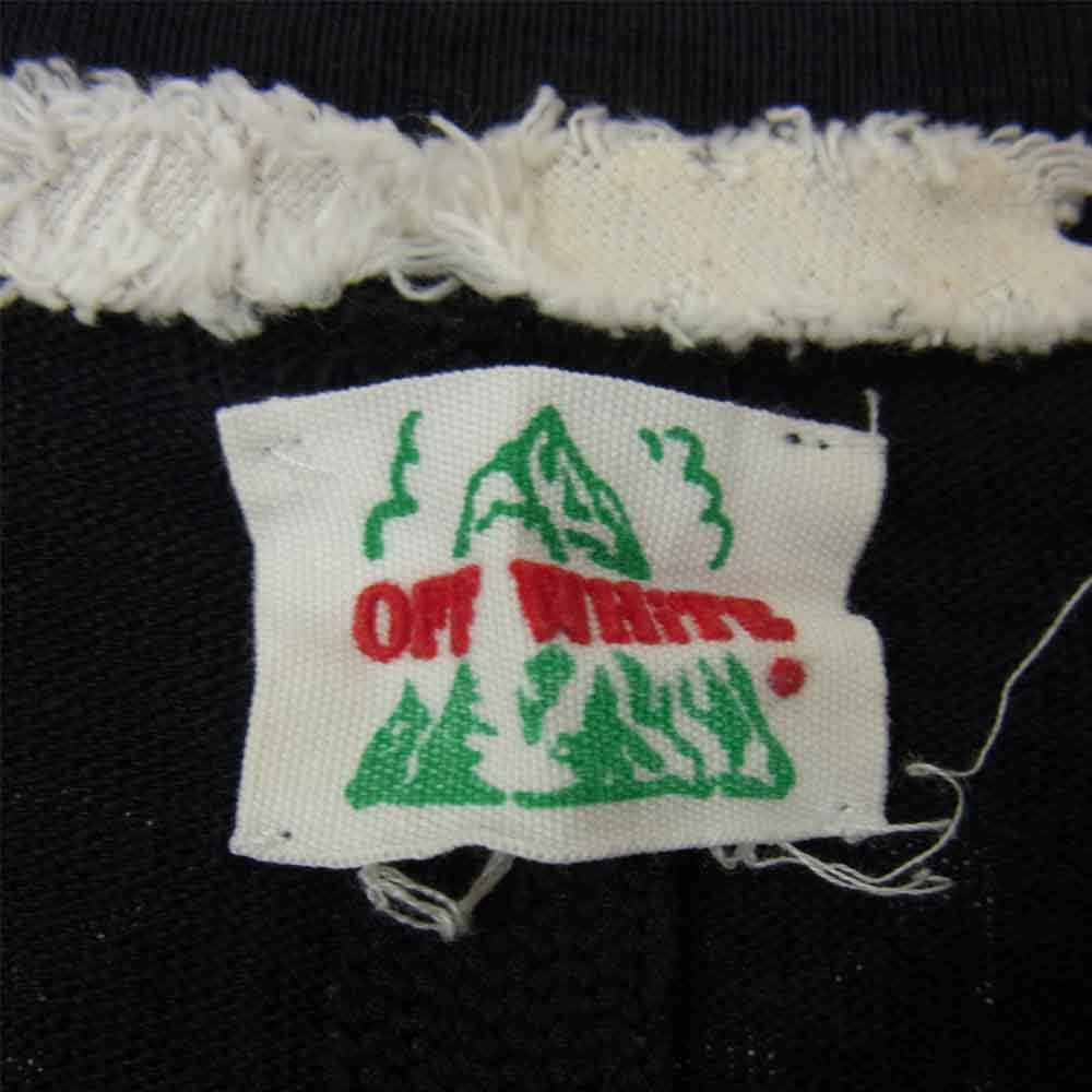 OFF-WHITE オフホワイト クルーネック 長袖 プリント シャツ カットソー ブラック系 S【中古】