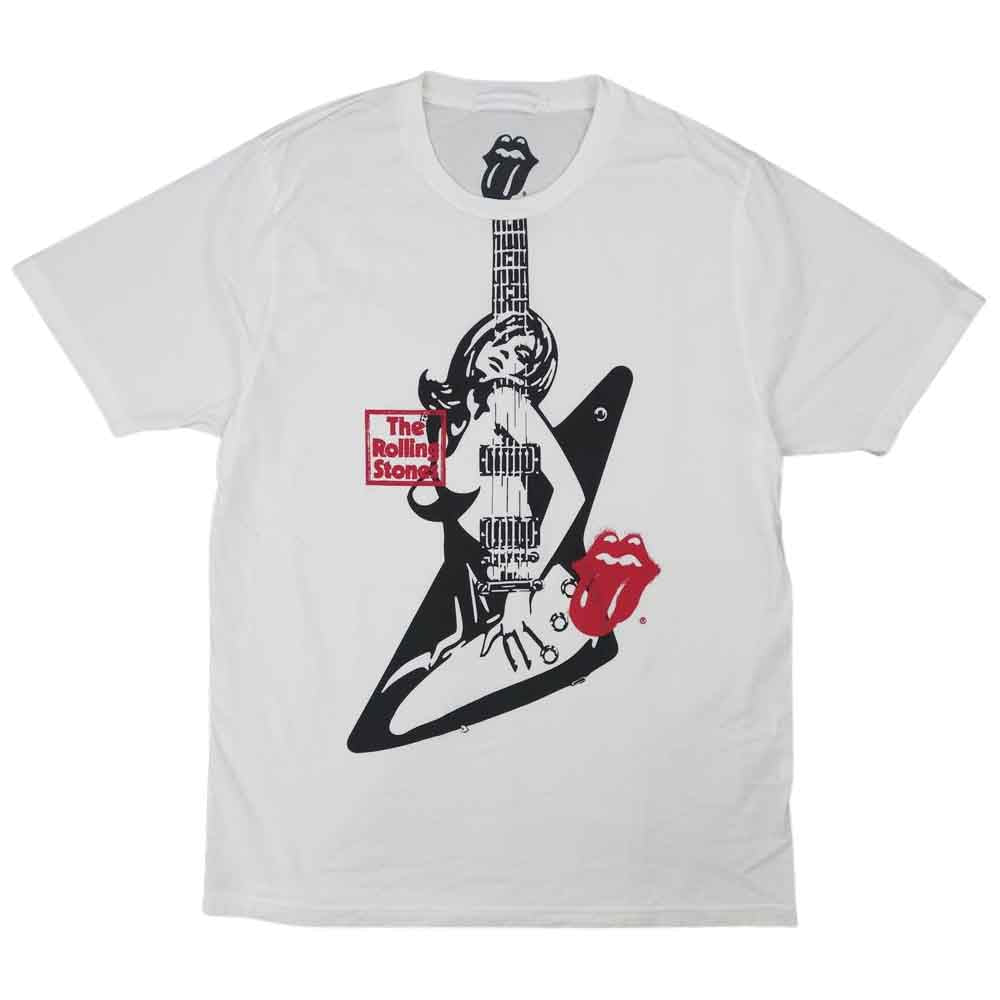 HYSTERIC GLAMOUR ヒステリックグラマー 06211CT11 × Rolling Stones XXX  ギター クルーネック 半袖 Tシャツ ホワイト系 L【中古】