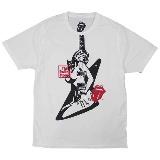 HYSTERIC GLAMOUR ヒステリックグラマー 06211CT11 × Rolling Stones XXX  ギター クルーネック 半袖 Tシャツ ホワイト系 L【中古】