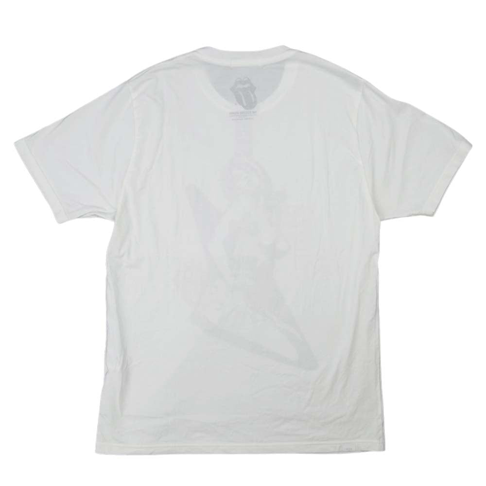 HYSTERIC GLAMOUR ヒステリックグラマー 06211CT11 × Rolling Stones XXX  ギター クルーネック 半袖 Tシャツ ホワイト系 L【中古】