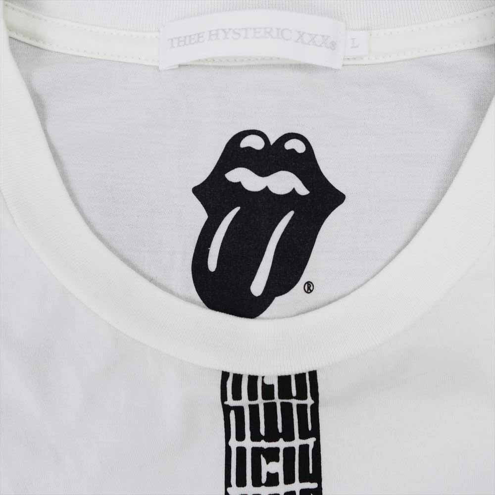 HYSTERIC GLAMOUR ヒステリックグラマー 06211CT11 × Rolling Stones XXX  ギター クルーネック 半袖 Tシャツ ホワイト系 L【中古】