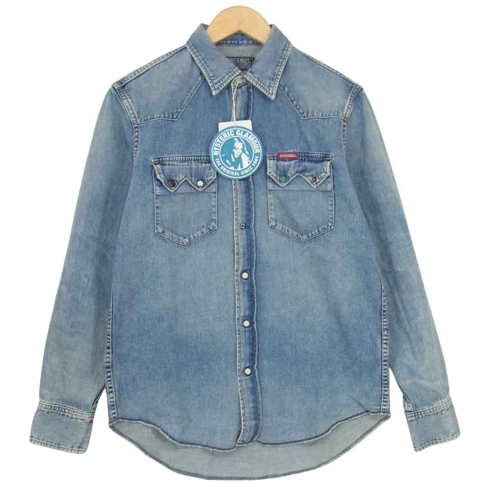 HYSTERIC GLAMOUR ヒステリックグラマー 02213AH07344 SUPER FUZZ 刺繍 ウエスタンデニムシャツ インディゴブルー系 M【新古品】【未使用】【中古】