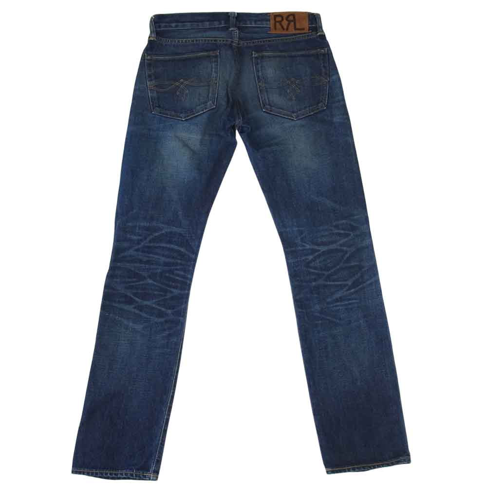 RRL ダブルアールエル USA製 加工 ボタンフライ スエードパッチ デニム インディゴブルー系 28【中古】