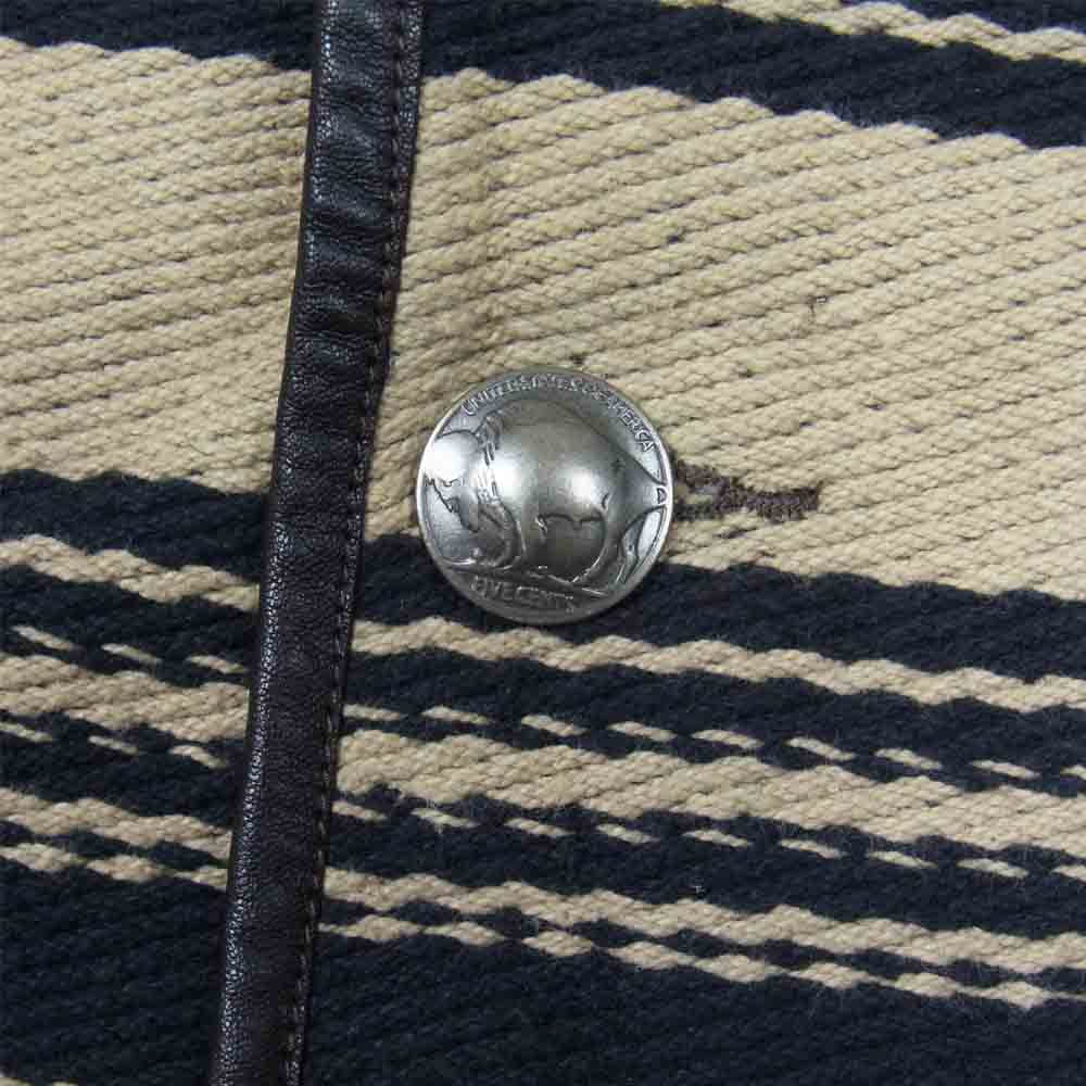 RRL ダブルアールエル 国内正規品 ネイティブ コンチョ ブランケット レザーポケット ベスト ブラック系 XS【中古】