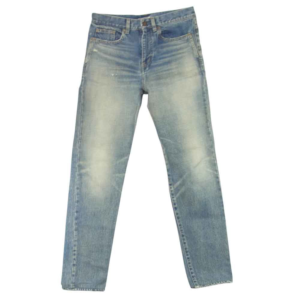 SAINT LAURENT サンローラン 500170 YA862 国内正規品 ダメージ加工 クラシック ストレート デニムパンツ インディゴブルー系 26【中古】