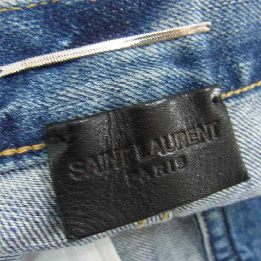 SAINT LAURENT サンローラン 500170 YA862 国内正規品 ダメージ加工 クラシック ストレート デニムパンツ インディゴブルー系 26【中古】