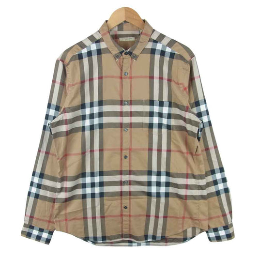 BURBERRY バーバリー BRIT ノヴァチェック柄 スモールカラー ボタンダウン 長袖 シャツ ブラック系 L【中古】