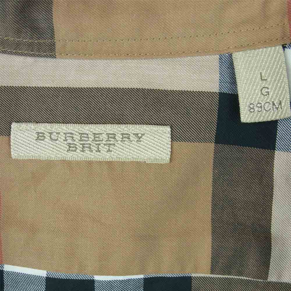 BURBERRY バーバリー BRIT ノヴァチェック柄 スモールカラー ボタンダウン 長袖 シャツ ブラック系 L【中古】