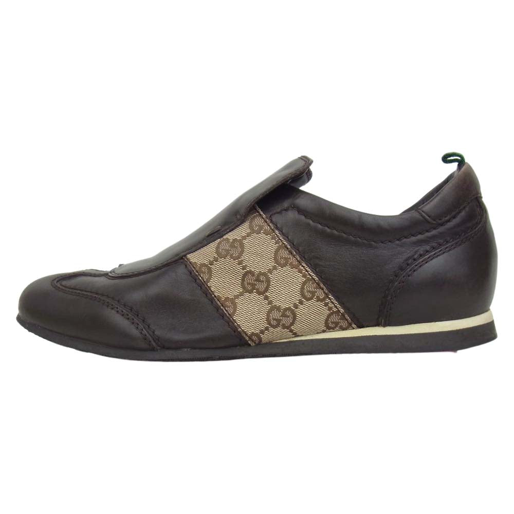 GUCCI グッチ 122286 GG柄 レザー スリッポン ダークブラウン系 40.5【中古】